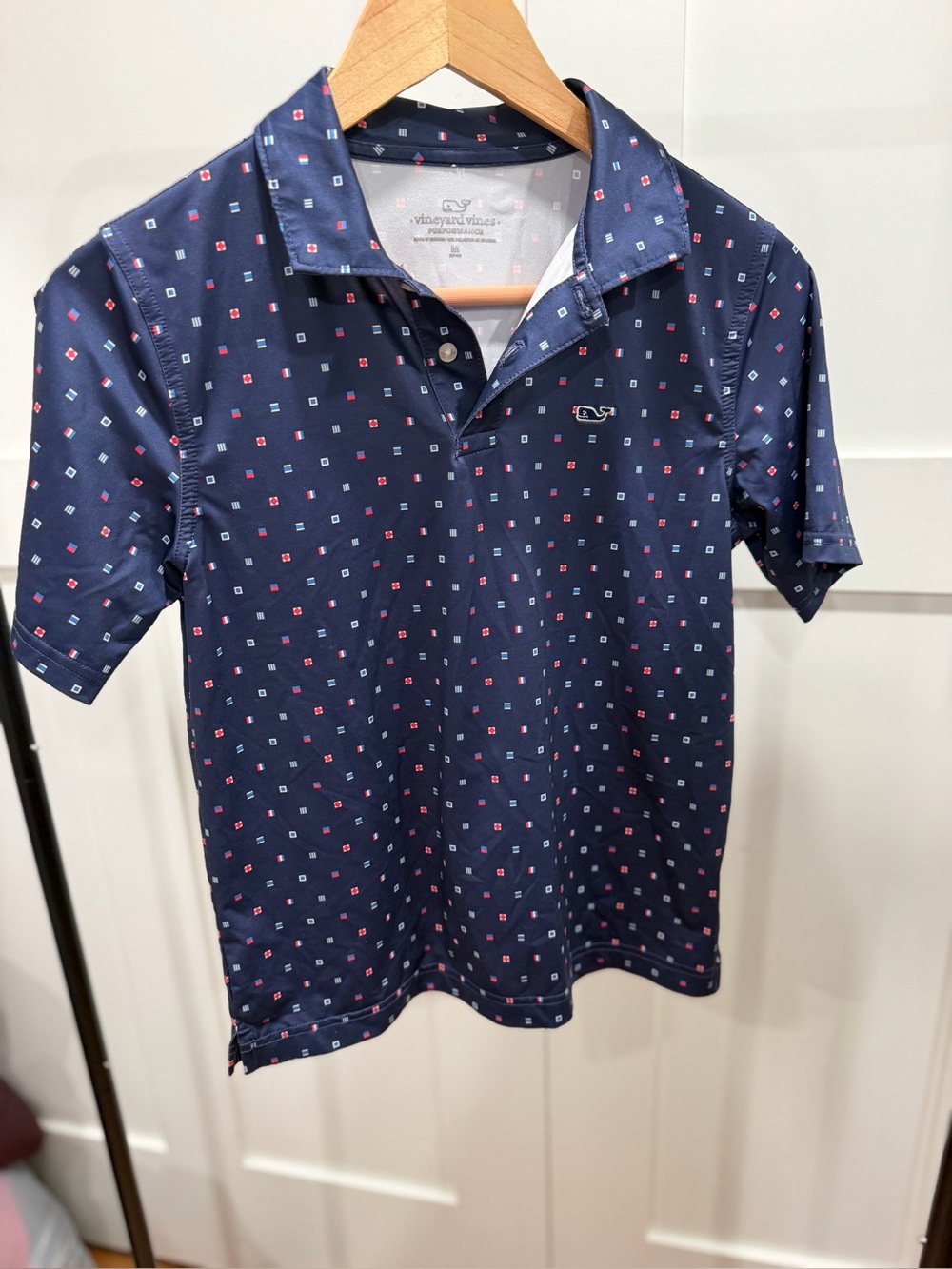 Vineyard Vines Boy’s Navy Polo with Nautical Flags
